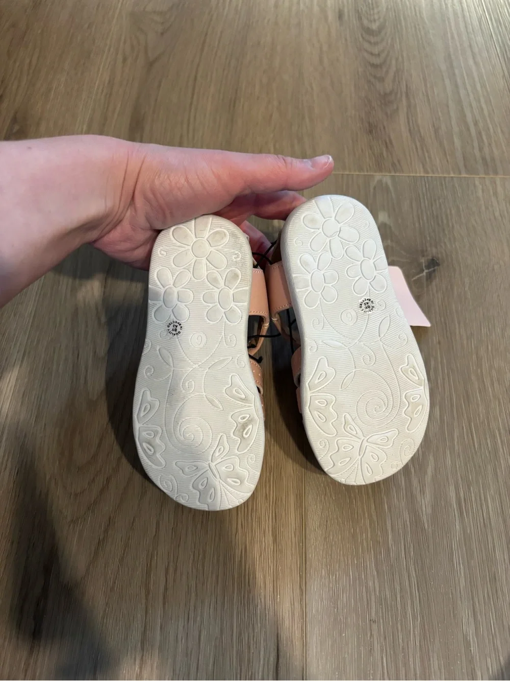 Kids' Pink Floral Glitter Sandals Formal Sandal Sparkle MSRP $40